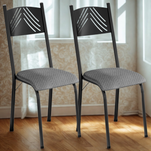 Kit 02 Cadeiras Tubular America 051 Preto Assento Platina ARTEF