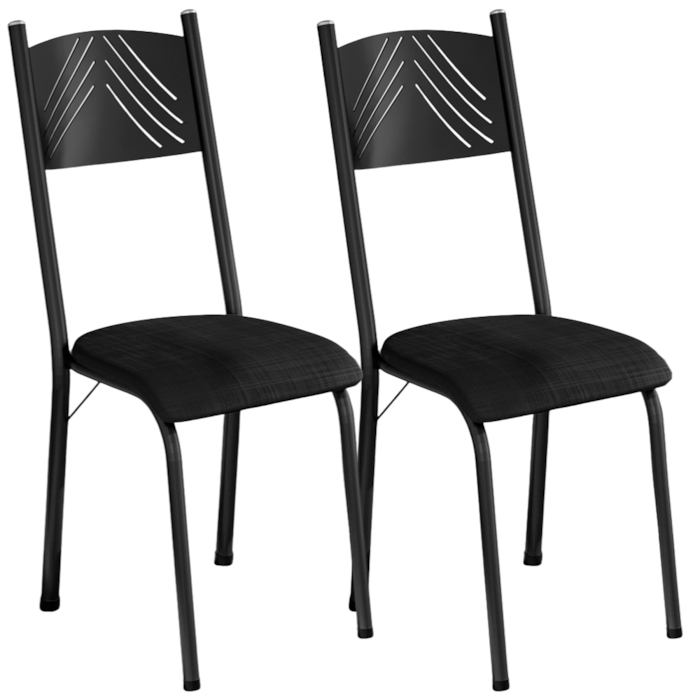 Kit 02 Cadeiras Tubular America 051 Preto Assento Preto Brilhante ARTEF