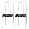 Kit 02 Cadeiras Tubular America 056 Branco Assento Preto Flor ARTEF