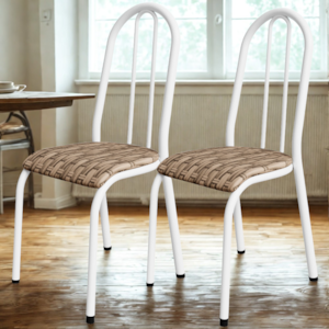 Kit 02 Cadeiras Tubular America 056 Branco Assento Rattan ARTEF