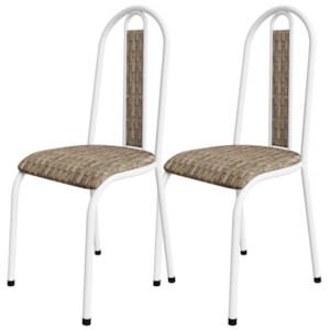 Kit 02 Cadeiras  Tubular America 058 Branco Assento Rattan ARTEF