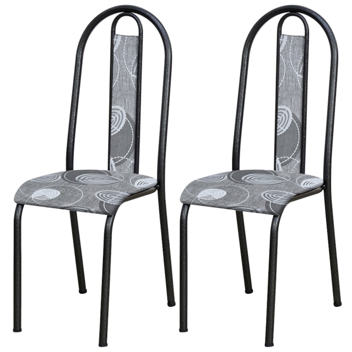 Kit 02 Cadeiras Tubular America 058 Cromo Preto Assento Pará ARTEF