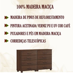 Kit 02 Comodas Em Madeira Maciça 2240 Ouro Cafe FNT