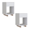 Kit 02 Mesa De Cabeceira 1 Gaveta 36 cm B88 Branco Montana NOVAM