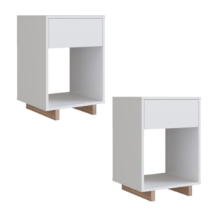 Kit 02 Mesa De Cabeceira 1 Gaveta 36 cm B88 Branco Montana NOVAM