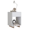 Kit 02 Mesa De Cabeceira 1 Gaveta 36 cm B88 Branco Montana NOVAM