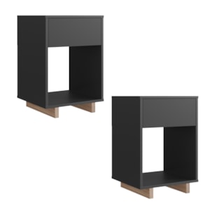 Kit 02 Mesa De Cabeceira 1 Gaveta 36 cm B88 Grafite Montana NOVAM