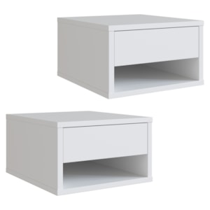 Kit 02 Mesa De Cabeceira Suspensa 30 cm B87 Branco NOVAM
