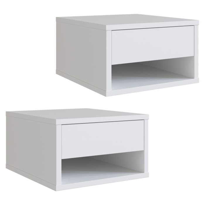 Kit 02 Mesa De Cabeceira Suspensa 30 cm B87 Branco NOVAM