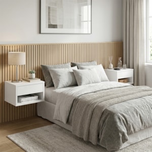 Kit 02 Mesa De Cabeceira Suspensa 30 cm B87 Branco NOVAM