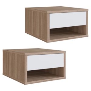 Kit 02 Mesa De Cabeceira Suspensa 30 cm B87 Montana Branco NOVAM