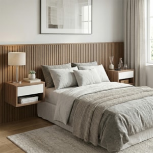 Kit 02 Mesa De Cabeceira Suspensa 30 cm B87 Montana Branco NOVAM