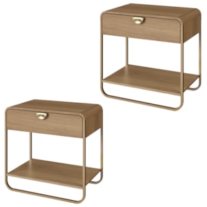 Kit 02 Mesas De Cabeceira 1G Organica 60 cm 28061 Hanover Dourado Artesano