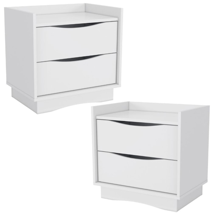 Kit 02 Mesas de Cabeceira 2 Gavetas 54 cm M261 Branco Kappesberg