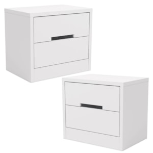 Kit 02 Mesas de Cabeceira 2 Gavetas 54 cm S822 Branco Kappesberg