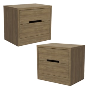 Kit 02 Mesas de Cabeceira 2 Gavetas 54 cm S822 Nogueira Kappesberg