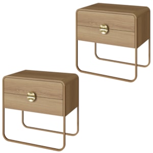 Kit 02 Mesas De Cabeceira 2G Organica 60 cm 28062 Hanover Dourado Artesano