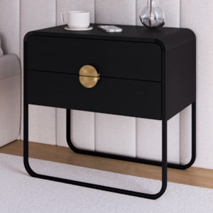 Kit 02 Mesas De Cabeceira 2G Organica 60 cm 28062 Nero Preto Artesano