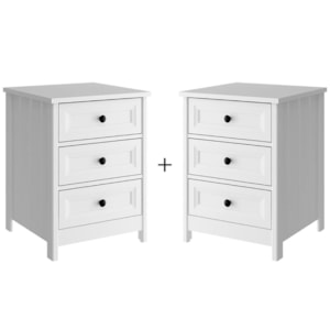 Kit 02 Mesas De Cabeceira 3 Gavetas 45 cm DM111 Branco Dtall Kit 02 Mesas De Cabeceira 3 Gavetas 45 cm DM111 Branco Dtall