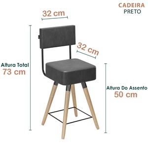 Kit 04 Cadeiras Barcell Corano Preto Sone