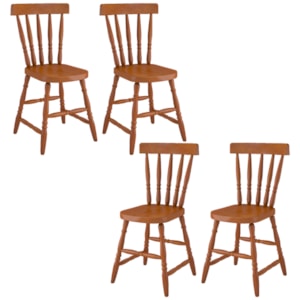 Kit 04 Cadeiras Madeira Macica Pes Torneados 150LB Mell Brilho Marjori