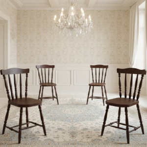 Kit 04 Cadeiras Madeira Macica Pés Torneados 250EA Castanho Acetinado Marjori