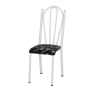 Kit 04 Cadeiras Tubular Branca 021 Assento Preto Florido