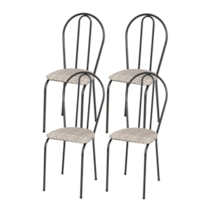 Kit 04 Cadeiras Tubular Cromo Preto 004 Assento Rattan Kit 04 Cadeiras Tubular Cromo Preto 004 Assento Rattan