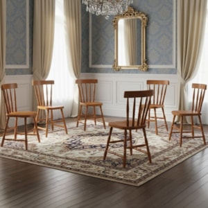 Kit 06 Cadeiras Madeira Macica Pes Torneados 150LB Mell Brilho Marjori