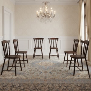 Kit 06 Cadeiras Madeira Macica Pés Torneados 250EA Castanho Acetinado Marjori