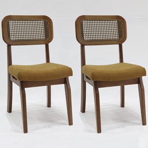 Kit 2 Cadeira Decorativa Vintage Tijolo Pes Madeira Pinhao Nacc