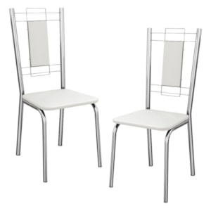 Kit 2 Cadeiras Cromada Sala Jantar 2C005CR Corino Branco Kappesberg