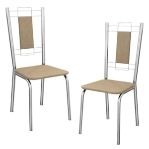 Kit 2 Cadeiras Cromada Sala Jantar 2C005CR Corino Capuccino Kappesberg