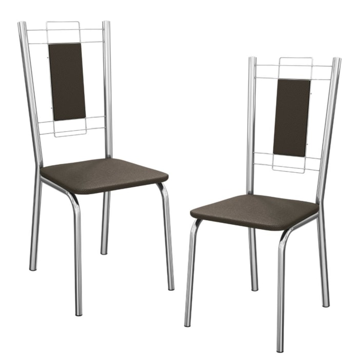 Kit 2 Cadeiras Cromada Sala Jantar 2C005CR Corino Marrom Kappesberg