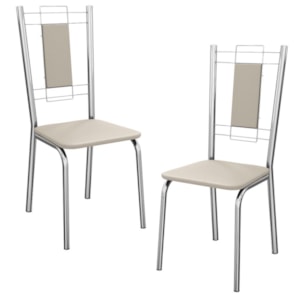 Kit 2 Cadeiras Cromada Sala Jantar 2C005CR Corino Nude Kappesberg