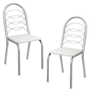 Kit 2 Cadeiras Cromada Sala Jantar 2C009CR Corino Branco Kappesberg