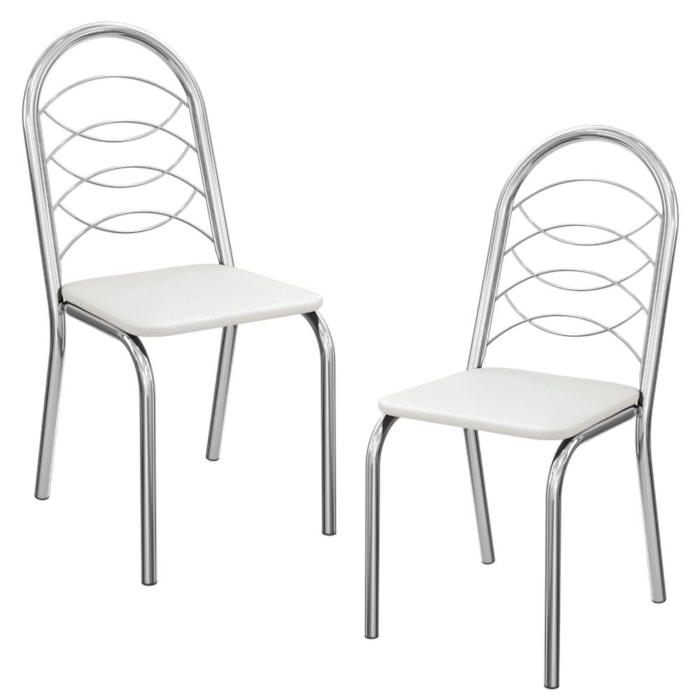 Kit 2 Cadeiras Cromada Sala Jantar 2C009CR Corino Branco Kappesberg