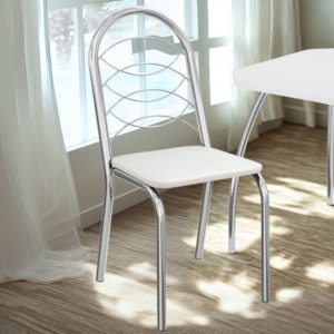 Kit 2 Cadeiras Cromada Sala Jantar 2C009CR Corino Branco Kappesberg