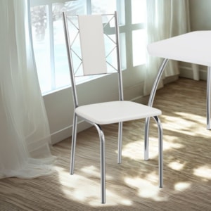 Kit 2 Cadeiras Cromada Sala Jantar 2C076CR Corino Branco Kappesberg