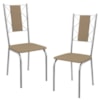 Kit 2 Cadeiras Cromada Sala Jantar 2C076CR Corino Capuccino Kappesberg