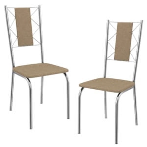 Kit 2 Cadeiras Cromada Sala Jantar 2C076CR Corino Capuccino Kappesberg