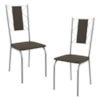 Kit 2 Cadeiras Cromada Sala Jantar 2C076CR Corino Marrom Kappesberg