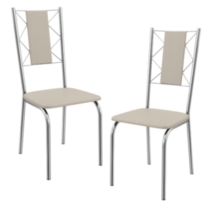 Kit 2 Cadeiras Cromada Sala Jantar 2C076CR Corino Nude Kappesberg