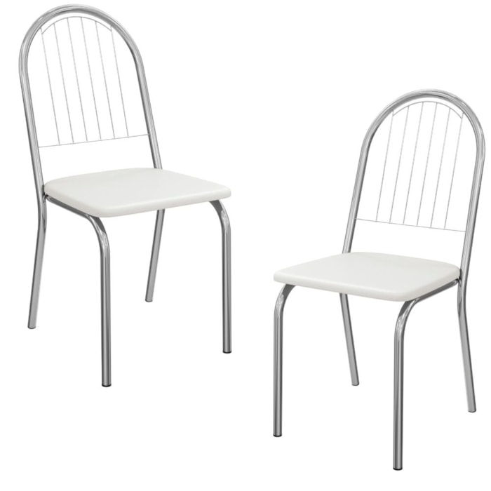 Kit 2 Cadeiras Cromada Sala Jantar 2C077CR Corino Branco Kappesberg