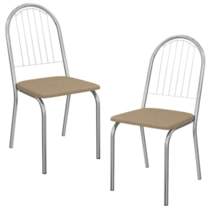 Kit 2 Cadeiras Cromada Sala Jantar 2C077CR Corino Capuccino Kappesberg Kit 2 Cadeiras Cromada Sala Jantar 2C077CR Corino Capuccino Kappesberg