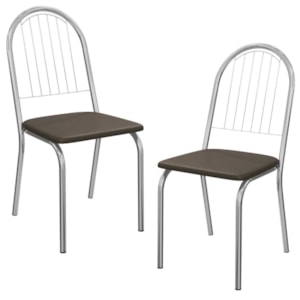 Kit 2 Cadeiras Cromada Sala Jantar 2C077CR Corino Marrom Kappesberg Kit 2 Cadeiras Cromada Sala Jantar 2C077CR Corino Marrom Kappesberg