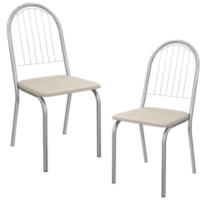 Kit 2 Cadeiras Cromada Sala Jantar 2C077CR Corino Nude Kappesberg Kit 2 Cadeiras Cromada Sala Jantar 2C077CR Corino Nude Kappesberg