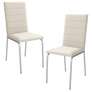 Kit 2 Cadeiras Cromada Sala Jantar 2C091CR Corino Nude Kappesberg Kit 2 Cadeiras Cromada Sala Jantar 2C091CR Corino Nude Kappesberg