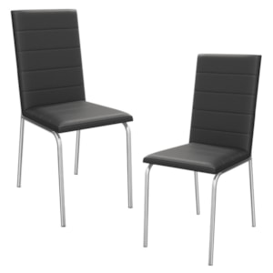 Kit 2 Cadeiras Cromada Sala Jantar 2C091CR Corino Preto Kappesberg Kit 2 Cadeiras Cromada Sala Jantar 2C091CR Corino Preto Kappesberg