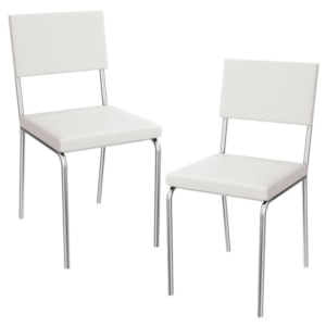 Kit 2 Cadeiras Cromada Sala Jantar 2C128CR Corino Branco Kappesberg
